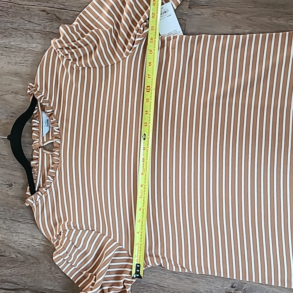 CROFT & BARROW WOMENS BROWN AND WHITE PLUS SIZE STRIPED LONG SLEEVE TOP SIZE XXL - Picture 10 of 12